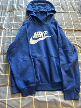 Nike Boys Royal Blue Crewneck Hoodie with White Logo